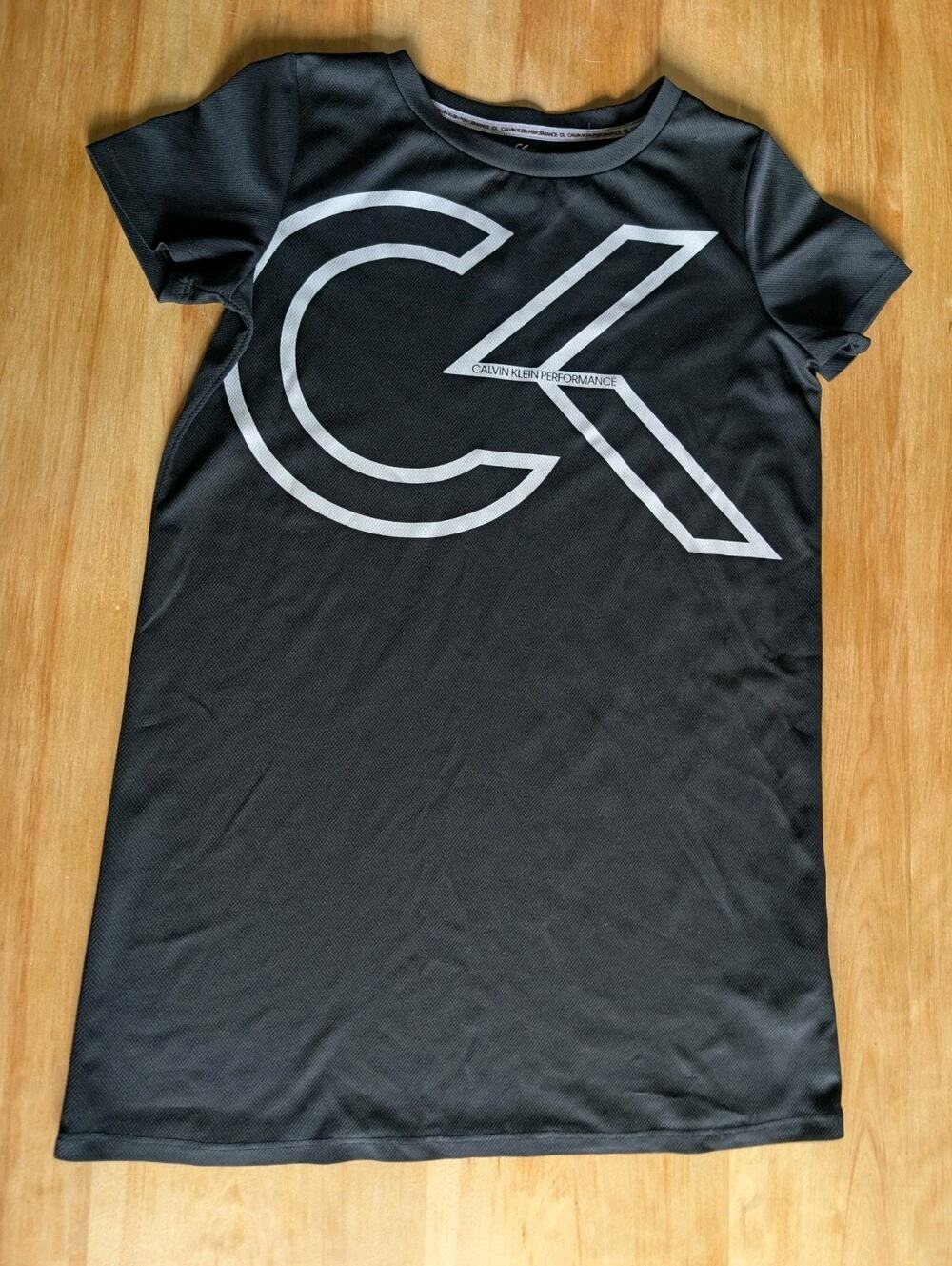 Calvin Klein Performance Shirt Boys Size L 12/14 Black Short Sleeve Graphic Tee